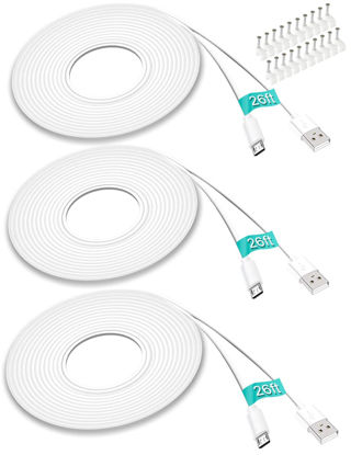 Picture of SIOCEN 3 Pack 26FT Micro USB Cable Power Extension Cord for Wyze Cam,WyzeCam Pan,YI Cam,YI Dome Home Camera,Kasa Cam,Oculus Go,Furbo Dog,Nest Cam,Blink,Long Charging Wire for Security Cameras
