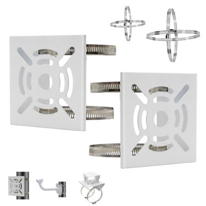 Picture of Lighfast 2pcs Universal Wall Mounting Bracket with 8 Loops, Vertical Pole Mount Adapter for CCTV Security Camera PTZ Dome Indoor Outdoor AP Access Point Client CPE