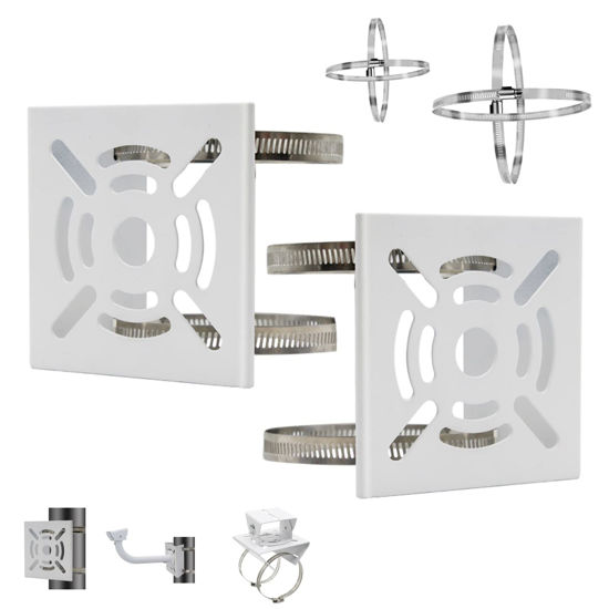 Picture of Lighfast 2pcs Universal Wall Mounting Bracket with 8 Loops, Vertical Pole Mount Adapter for CCTV Security Camera PTZ Dome Indoor Outdoor AP Access Point Client CPE