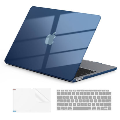 Picture of EooCoo Hard Case Compatible with MacBook Air 13 inch M1 Chip 2021-2018 with Retina Display, Air 13.3 inch Plastic Protective Case + Transparant Keyboard Cover + Screen Protector, Crystal Midnight