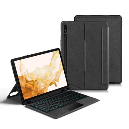 Picture of kaidisen Backlit Keyboard Case for Galaxy Tab S9 FE 10.9" / Tab S9 11 inch Keyboard with Touchpad Backlight Portrait Mode Magnetic Detachable Touch Keyboard
