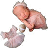 Picture of Zeroest Newborn Photography Outfits Girl Lace Romper Newborn Photography Props Rompers Baby Girls Skirt Photoshoot 3PCS (Pink-Short Sleeve)