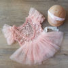 Picture of Zeroest Newborn Photography Outfits Girl Lace Romper Newborn Photography Props Rompers Baby Girls Skirt Photoshoot 3PCS (Pink-Short Sleeve)