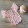 Picture of Zeroest Newborn Photography Outfits Girl Lace Romper Newborn Photography Props Rompers Baby Girls Skirt Photoshoot 3PCS (Pink-Short Sleeve)