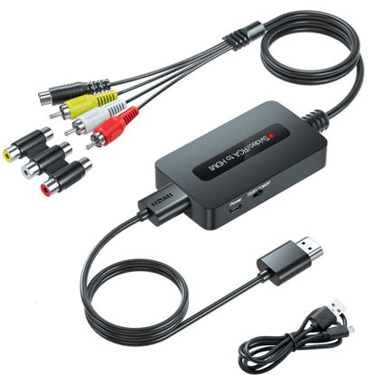 Picture of Kirolle RCA Svideo to HDMI Converter with RCA Cable + Svideo Cable + HDMI Cable, CVBS Composite AV to HDMI Converter, RCA Svideo HDMI Adapter