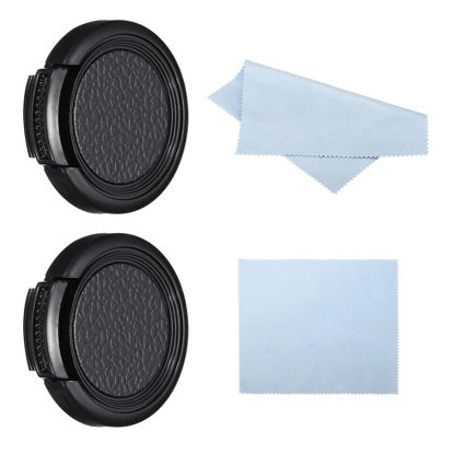 Picture of PATIKIL 30.5mm Lens Cap, 2 Pack Sides Pinch Snap Camera Lens Cover for Front Lens with Cloth, Suitable for 30.5mm Thread Universal DSLR Lenses, Black for Nikon, for Fujifilm, for Pentax