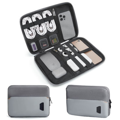 Picture of BAGSMART Electronics Organizer Travel Case, Cord Organizer Bag for Travel Essentials, Tech Organizer as Accessories, Cable Organizer for 10.2 inch Tablets, Power Bank, SD Card, Grey