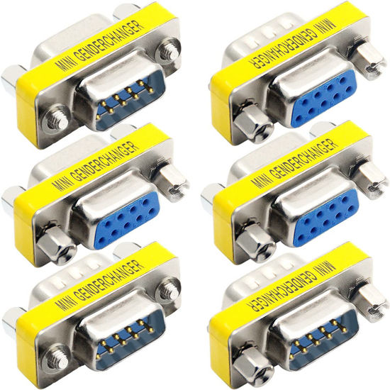 Picture of DKARDU 6 PCS DB9 Male to Male/Female to Female, RS232 Gender Changer, 9 Pin Data Transfer Serial Port Adapter Connector