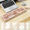 Picture of Wireless Keyboard and Mouse, Full-Size Typewriter Keyboard with Retro Round Keycaps, Ergonomic Design, Compatible with Windows PCs, Ideal for Home and Office. (Milk Tea)