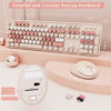 Picture of Wireless Keyboard and Mouse, Full-Size Typewriter Keyboard with Retro Round Keycaps, Ergonomic Design, Compatible with Windows PCs, Ideal for Home and Office. (Milk Tea)