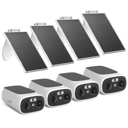 Picture of ELECCTV 2K Solar Camera Outdoor Wireless, 2.4/5 Ghz WiFi Cameras for Home Security,130°-Wide View,Color Night Vision, IP65 Waterproof,2-Way Audio,Cloud/SD, Support Alexa