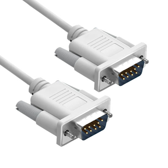 Picture of YIOVVOM DB9 RS232 Serial Extension Cable Male to Male 9 Pin DB9 Cord Straight Through 9 pin serial connector grey 10FT