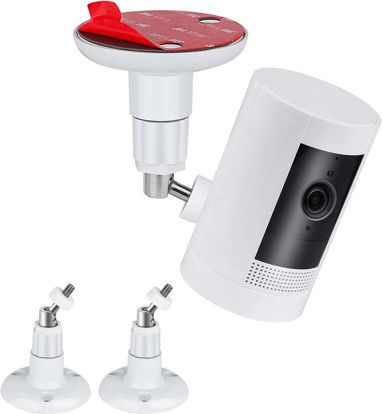 Picture of 2 Packs Adhesive Ring Camera Mount Stick Up Mount Holder Compatible with Outdoor Security Camera, 360° Degree Adjustable Security Mounting Bracket,Camera Not Included (White, 2 Packs)