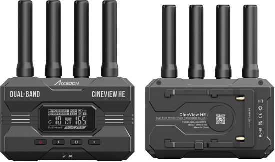 Picture of Accsoon CineView HE Wireless HDMI Transmitter Receiver, Dual-Band Transmission, 1080p60fps Transmission up to 1200ft 60ms Low Latency, UVC Out, Support 4 Devices,Compatible with Cineview 2 SDI/SE/Quad