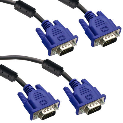 Picture of V TELESKY VGA to VGA Cable， 2 Pack 5ft/1.5m HD15 VGA Male to Male Monitor Cable for Computer PC Laptop to Monitor Screen Projector with VGA Plug Port