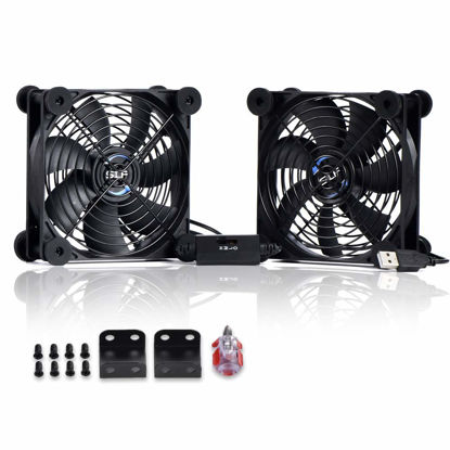 Picture of SCCCF Dual 120mm USB Speed Control Fan, 5V Portable Cooling Fan for Flat-Screen TV Receiver Router DVR PlayStation Xbox Computer Cabinet Cooler