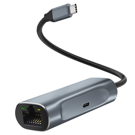 Picture of USB C to Ethernet Adapter with 100W Charging Port, Aibilangose 1Gbps Ethernet to USB C Adapter for Chromecast with Google TV, Type-C Gigabit Ethernet LAN Network Adapter with Power Delivery