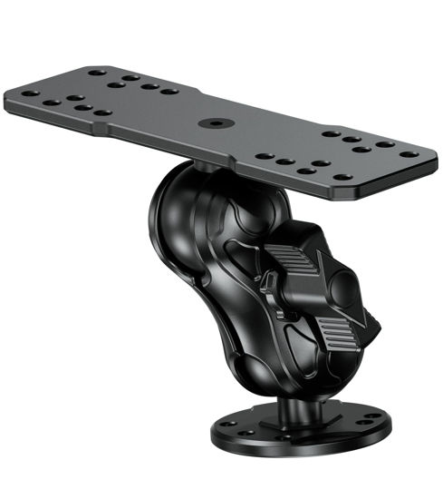 Picture of VAZESWIN Aluminum Alloy Fish Finder Mount with C Size 1.5'' Ball Rectangle Plate & Round Base, 3.5'' Short Arm Marine Electronic Mount Compatible with Garmin, Lowrance, Humminbird, Raymarine and More