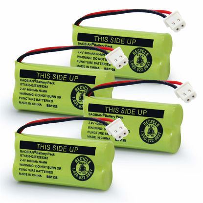 Picture of BAOBIAN BT183342/BT283342 2.4V 400mAh Ni-Mh BT166342/BT266342 BT162342/BT262342 Cordless Phone Pack CS6709 CS6609 CS6509 CS6409 EL52100 EL50003 (4 Pack)