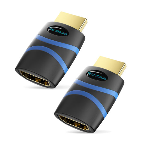 Picture of BlueRigger HDMI CEC Less Adapter (4K UHD, ARC, Ethernet, Male to Female CEC Blocker) - Compatible with HDTV, TV Stick, Chromecast, Nintendo Switch, Xbox, PS5, PC, Soundbar - 2 Pack