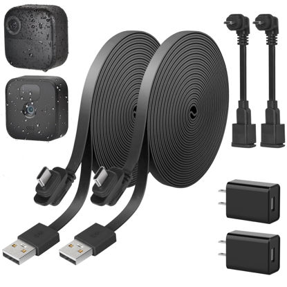 Picture of 2Pack Weatherproof 30ft/9m Power Cable for Blink Outdoor 4 (4th Gen), Blink Outdoor/Indoor (3rd Gen)&Blink XT/XT2, Flat Extension Charger Cable with Adapter, Extra Type C to Micro USB Adapter
