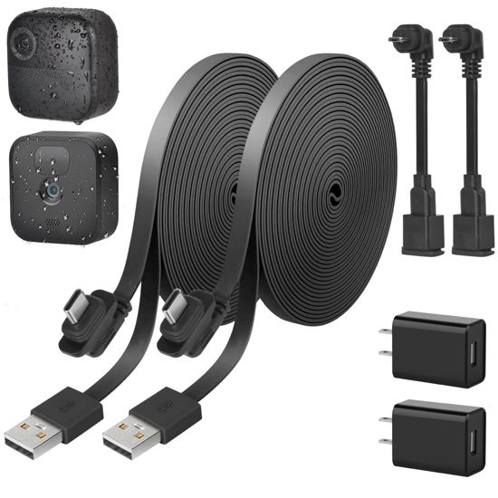 Picture of 2Pack Weatherproof 30ft/9m Power Cable for Blink Outdoor 4 (4th Gen), Blink Outdoor/Indoor (3rd Gen)&Blink XT/XT2, Flat Extension Charger Cable with Adapter, Extra Type C to Micro USB Adapter