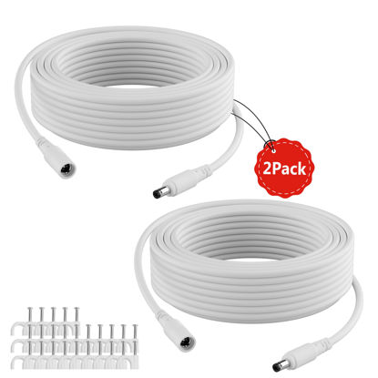 Picture of 12V DC Power Extension Cable 20 FT (2-Pack), 5.5 mm x 2.1 mm 5521 Male to Female Supply Adapter Cord, Compatible with CCTV Security Camera, IP Network, DVR Standalone, LED Strip, Router, 5V 9V 12V 24V