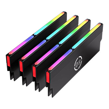 Picture of DS Aluminum Alloy RAM Cooling Shell Heat Sink, ARGB Light Effect Memory Cooling Radiator Glow for PC Memory Cooling Vest(4 Pack, 3th GEN, M Series)
