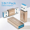 Picture of HIEbee 3kinds of USB 3.0 apters kit, USB 3.0 Female to Female and Male to Male and Female to Male, high Speed Convert Extension Coupler Connector converte,Gold