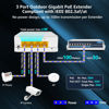 Picture of YuanLey Outdoor Gigabit PoE Extender 1 in 3 Out, 802.3af/at 4 Port PoE Repeater IP66 Waterproof, Vlan, Extend Additional 100m(328ft) of Power and Data Transmission, Wall Mount Plug and Play