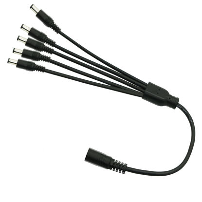 Picture of GINTOOYUN DC 5.5mm x 2.1mm Splitter Cable, 1 Female to 5 Male DC Splitter Adapter 12V DC Power Extension Cable for LED Strip Light, CCTV Security Camera 0.7m (1 to 5 Way)