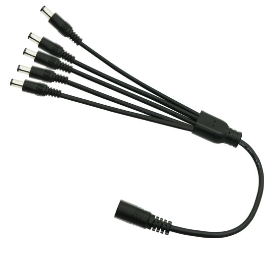 Picture of GINTOOYUN DC 5.5mm x 2.1mm Splitter Cable, 1 Female to 5 Male DC Splitter Adapter 12V DC Power Extension Cable for LED Strip Light, CCTV Security Camera 0.7m (1 to 5 Way)