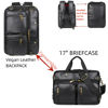 Picture of Men Vegan Leather Briefcase Backpack Hybrid 17 Inch Laptop Bag Case Business Messenger bag HB-22 (Black)
