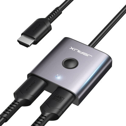 Picture of HDMI 2.1 Switch, JSAUX 8K HDMI Switch 4K@120Hz/8K@60Hz 2 in 1 Out Aluminum Bi-Directional Splitter 2 x 1/1 x 2 UHD 3D Compatible for Switch, PS4, Roku, HDTV, Monitor