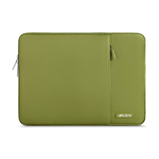 Picture of MOSISO Laptop Sleeve Bag Compatible with MacBook Air 13 inch M3 M2 M1 2018-2024 / Pro 13 inch M2 M1 2016-2024, Polyester Vertical Case with Pocket, Chartreuse