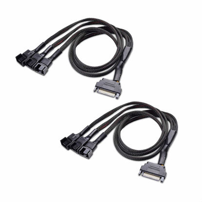 Picture of Cable Matters 2-Pack 3 Computer Case Fan Splitter Cable with SATA Power - 16 Inches