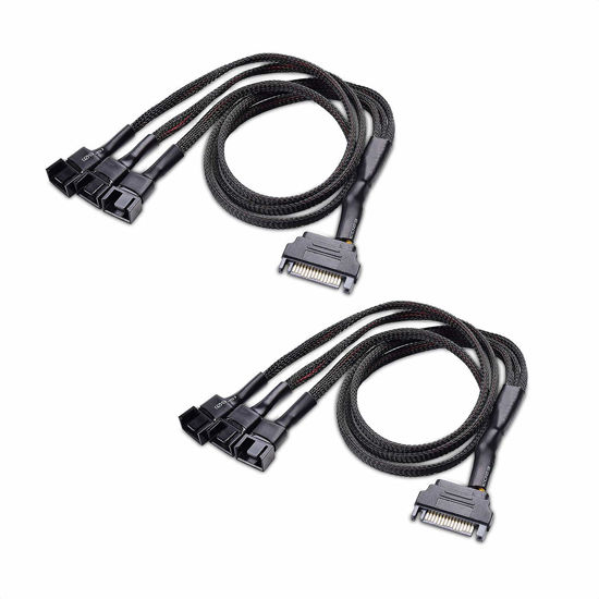 Picture of Cable Matters 2-Pack 3 Computer Case Fan Splitter Cable with SATA Power - 16 Inches