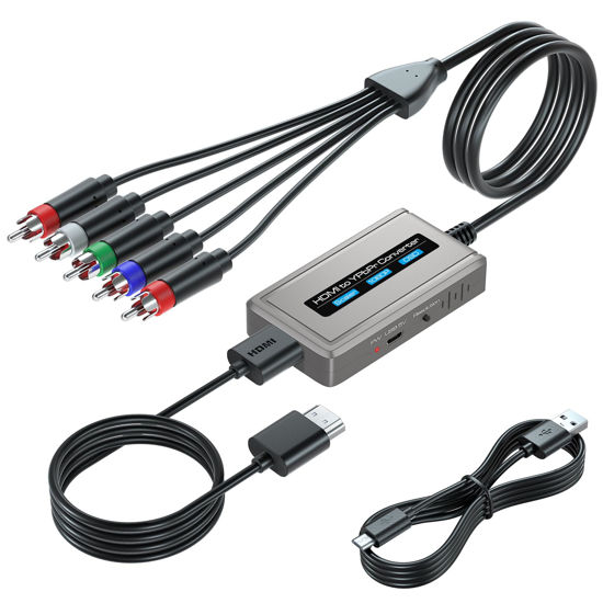 Picture of Bcrokory HDMI to Component Converter with Scaler Function, 1080P HDMI to YPbPr Scaler Converter Supports 1080i HDMI Input(HDMI and Component Cables Included)