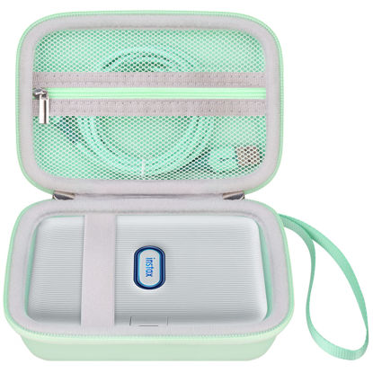 Picture of Elonbo Carrying Case for Fujifilm Instax Mini Link 1/2/ 3 Smartphone Printer, Portable Instant Photo Printer Travel Case, Mesh Pocket Fits Fujifilm Instax Mini Instant Film Photo Paper, Green+Green