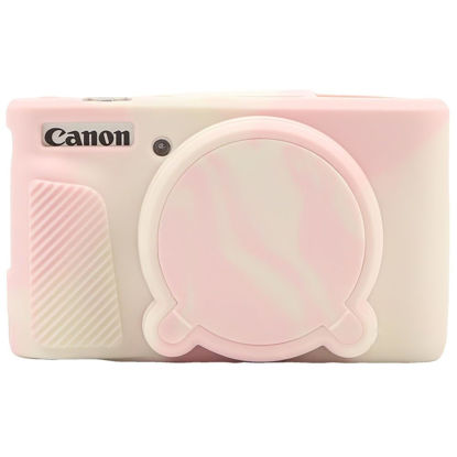 Picture of AEXUTDA Case for Canon PowerShot SX740 HS Camera Protective Cover Canon SX740 HS Camera Soft Silicone Bag with Detachable Lens Cover Lightweight Skin friendly，Mist Pink