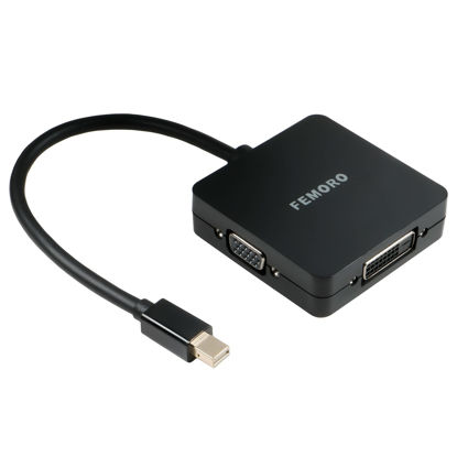 Picture of FEMORO Mini DisplayPort to HDMI VGA DVI Adapter, 3 in 1 (Thunderbolt & Thunderbolt 2 Compatible) Mini Display Port to DP VGA DVI HDMI Converter for iMac, MacBook Pro/Air, Surface 3, Surface Pro