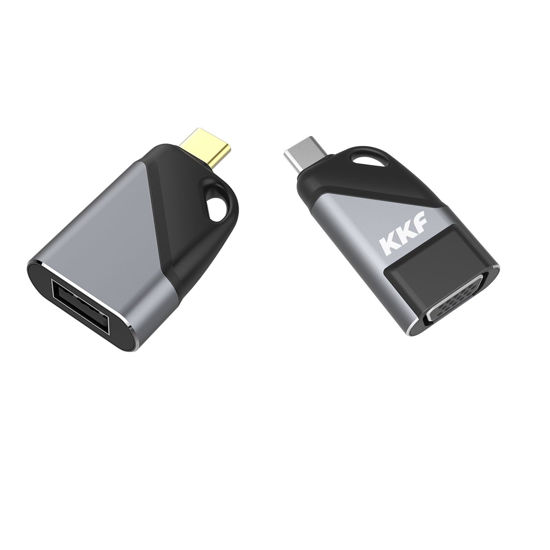 Picture of Kkf USB C to VGA with USB A OTG Adapter USB Type C to VGA Male to Male Cable Converter for Mobile Phone, Laptop, Tablet to Connect VGA Projector, Monitor (USB C to VGAI Adapter) (USB C to VGA+OTG)