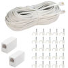 Picture of LanSenSu Phone Extension Cord 66 Ft, Phone Cord Telephone Cable with Standard RJ11Plug and 2 in-Line Couplers and 25Cable Clip Holders, White (White, 66 Feet)