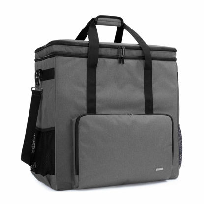 Picture of CURMIO Dual-Layer PC Carrying Case, Desktop Travel Bag with Removable Bottom Board for PC Tower, Keyboard, Mouse, Bag Only, Grey