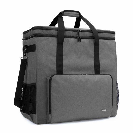 Picture of CURMIO Dual-Layer PC Carrying Case, Desktop Travel Bag with Removable Bottom Board for PC Tower, Keyboard, Mouse, Bag Only, Grey