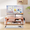 Picture of OPNICE Desk Organizers and Accessories, 2-Tier Computer Monitor Stand for Desk Organizer with Drawer and 2 Pen Holders, Office Desk Accessories Workspace Desktop Organizers for Office Supplies, Rose Gold