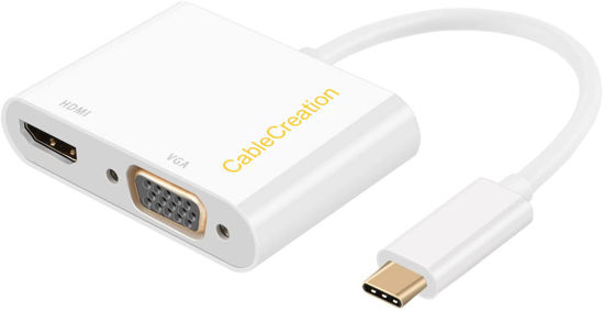 Picture of CableCreation [2 Pack USB C to VGA and HDMI Adapter, USB C to VGA Adapter for Monitor Compatible with iPhone 15 Plus/15 Pro Max, MacBook Pro, iPad Pro 2020, Yoga 910, Surface Pro, Pixel