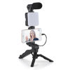 Picture of Generic HuaerHui Vlogging Starter Kit with Mini LED Video Light + Shotgun Microphone + Universal Cellphone Holder Clip + Pistol Grip Tripod Compatible with Smart Phones/Cameras, Black, W-TZ001