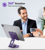 Picture of SOJUNER Tablet Stand Holder for Desk, Swivel iPad Stand with 360 Rotating Base, Aluminum Foldable Desktop Stand Holder Compatible with All Tablet Such as iPad Pro 12.9,11,10.5,9.7, Purple