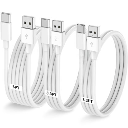 Picture of Car Carplay Cable for iPhone 16 15 Pro Plus Pro Max，3-Pack [3.3FT+3.3FT+6FT] USB A to USB C Cable for iPad Pro/Air/Mini，for Samsung S24/S23/S22，for MacBook Pro/Air and More